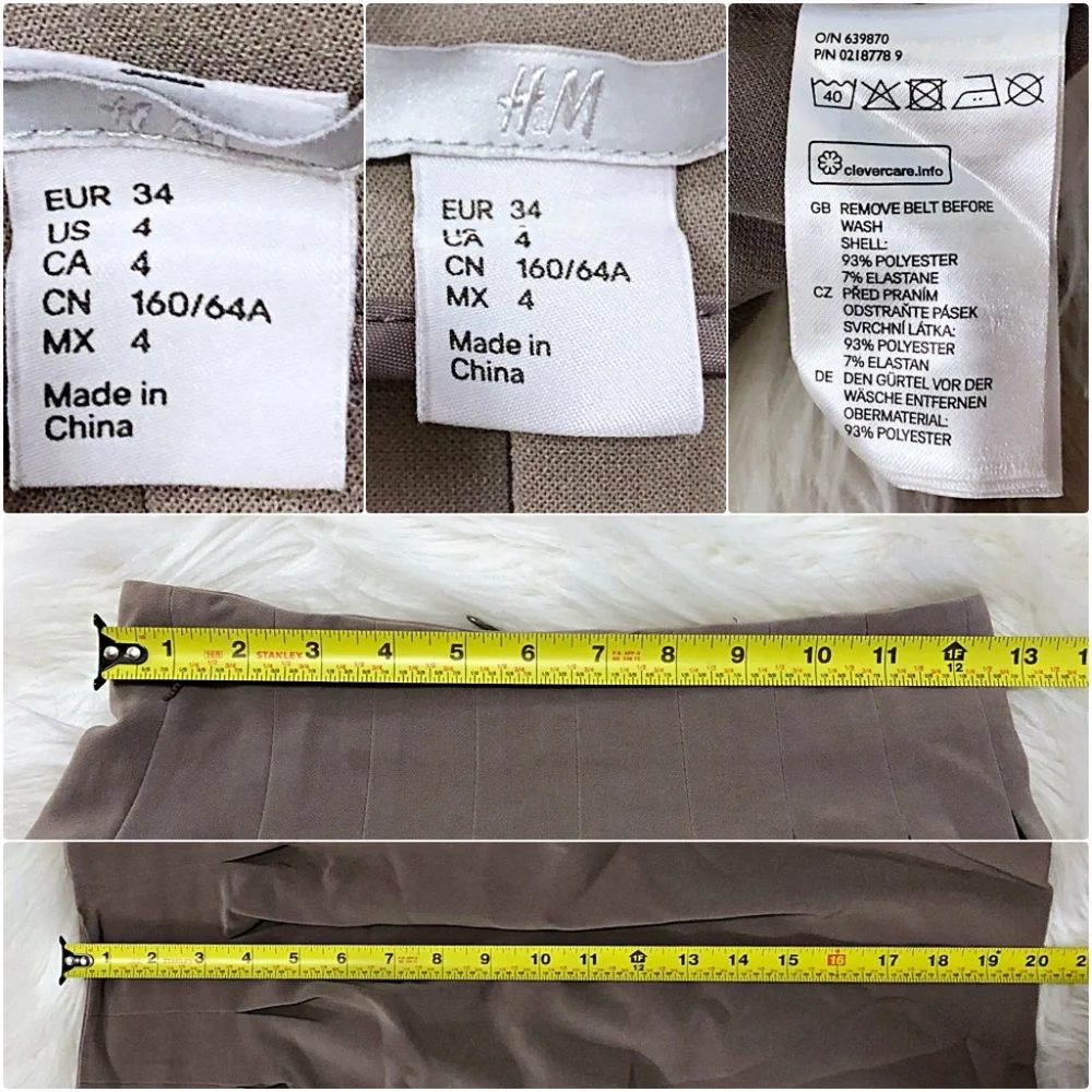 $10 CLEARANCE! H&M Taupe Circle A Line Pleat Midi Skirt - Picture 9 of 9